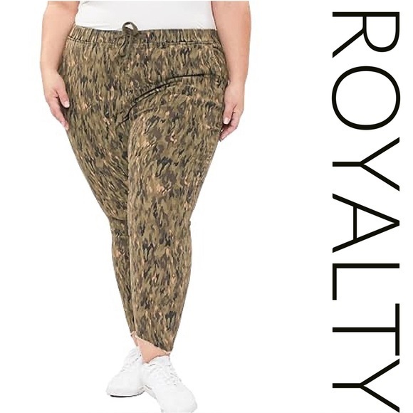 Royalty For Me Pants - NEW NWT Royalty For Me Olive Camo Joggers Women’s 2X Stretch Pull-On Pants